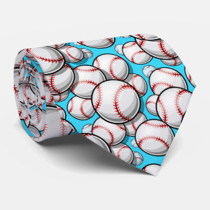 cool blue white Baseball sports lovers Tie
