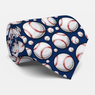 cool blue white Baseball sports lovers Tie