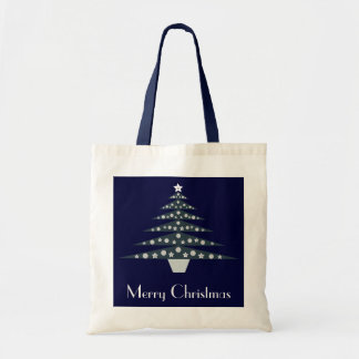 Cool Blue & White Christmas Tree Gift Bag