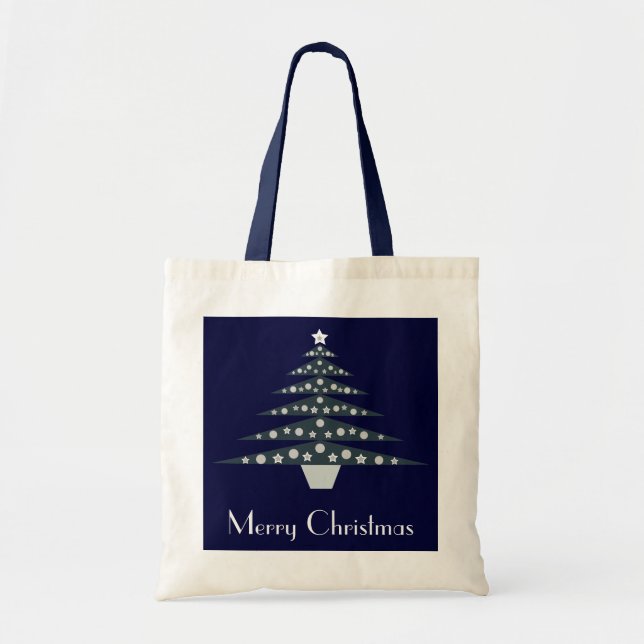 Cool Blue & White Christmas Tree Gift Bag (Front)