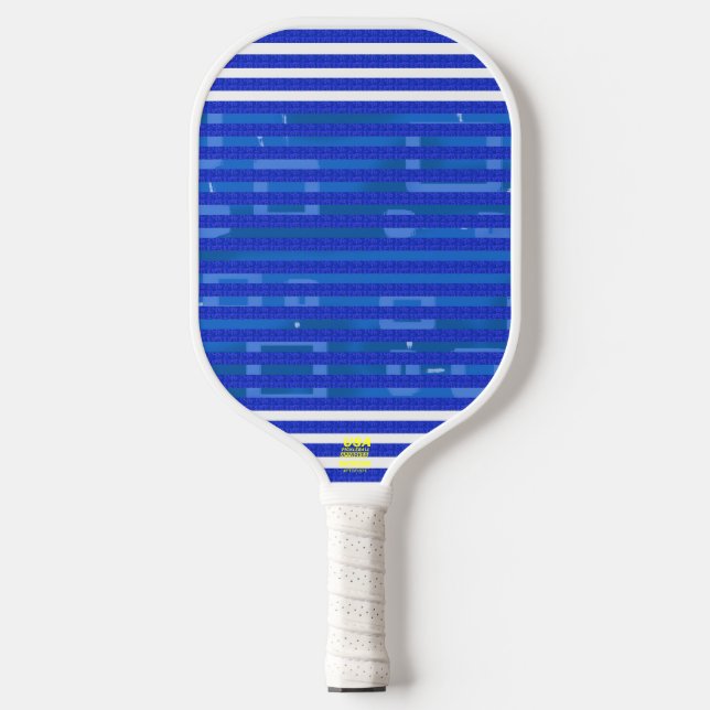 Cool Blue White Geometric Stripes Pickleball Paddle (Front)