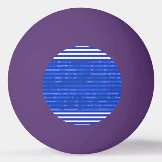 Cool Blue White Geometric Stripes Ping Pong Ball (Front)