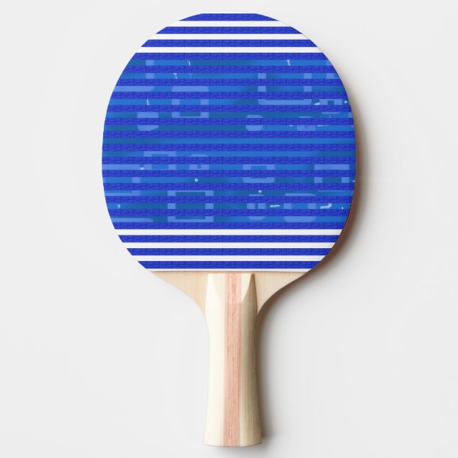 Cool Blue White Geometric Stripes Ping Pong Paddle (Front)