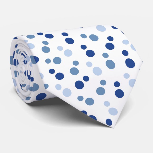 cool blue white polka dot tiled pattern tie (Rolled)