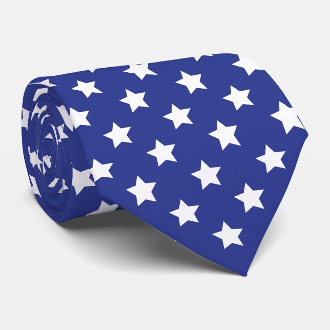 cool blue white star pattern tie (Rolled)