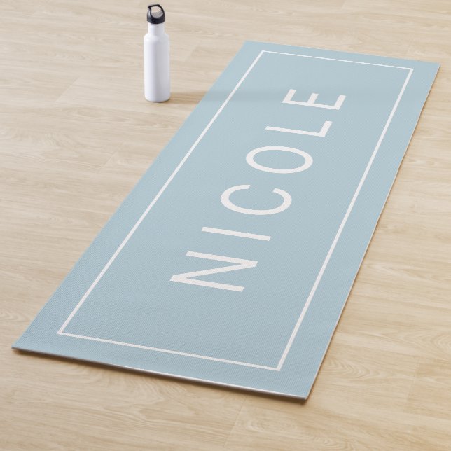 Cool Blue With Name in Large Print Yoga Mat (In Situ)