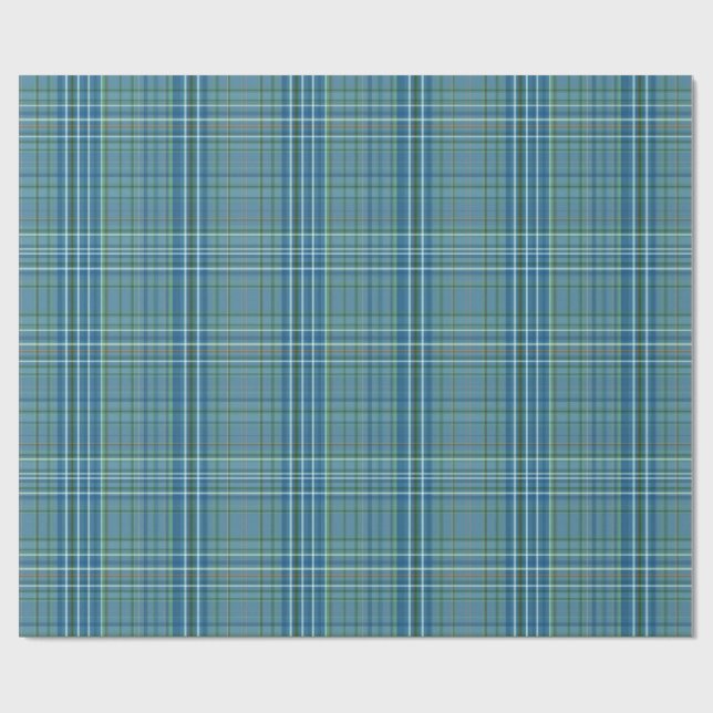 Cool Blue Woven Plaid Pattern Wrapping Paper (Flat)