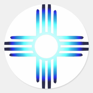 Cool Blue Zia Classic Round Sticker
