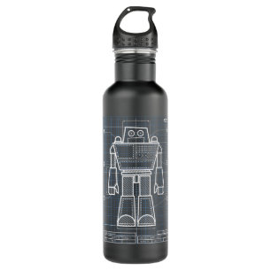 Cool Blueprint Robot Design Engineer Holiday Gift 710 Ml Water Bottle