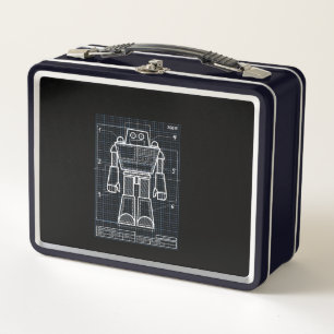 Cool Blueprint Robot Design Engineer Holiday Gift Metal Lunch Box