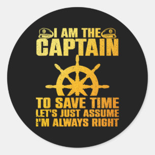 Cool Boat Captain For Men Women Boating Pontoon Bo Classic Round Sticker