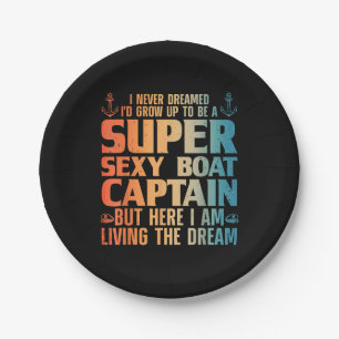 Cool Boat Captain For Men Women Sail Pontoon Boati Paper Plate