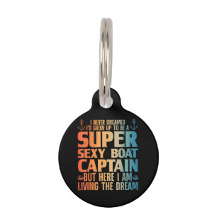 Cool Boat Captain For Men Women Sail Pontoon Boati Pet Tag