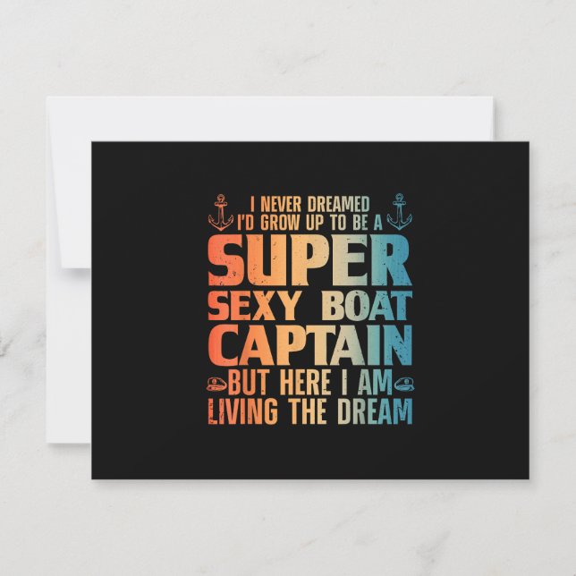 Cool Boat Captain For Men Women Sail Pontoon Boati RSVP Card (Front)