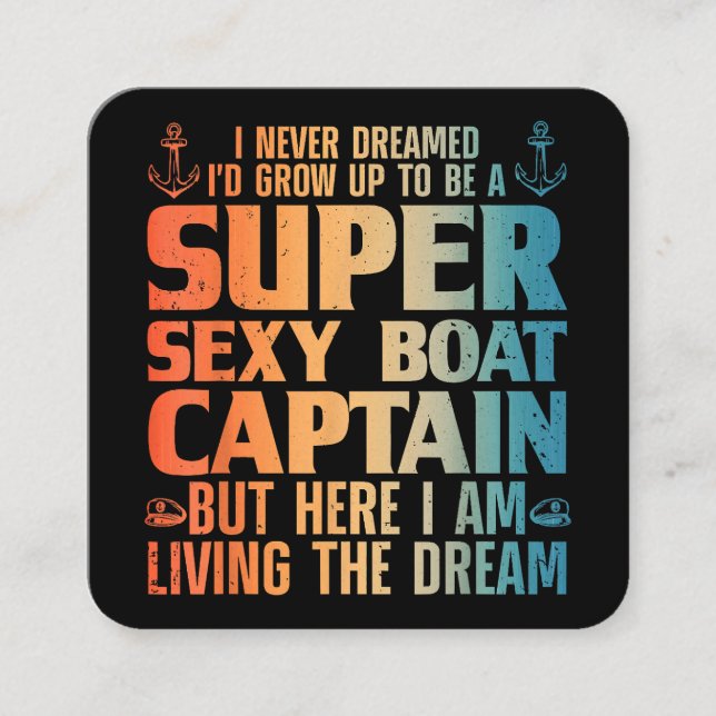 Cool Boat Captain For Men Women Sail Pontoon Boati Square Business Card (Front)