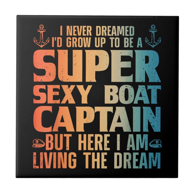 Cool Boat Captain For Men Women Sail Pontoon Boati Tile (Front)