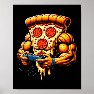 Cool Bodybuilding Gamer Pizza Present 1 Poster