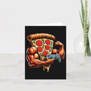 Cool Bodybuilding Gamer Pizza Present 2 Card