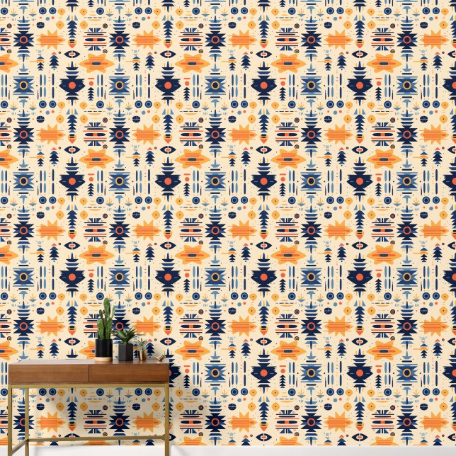 Cool Boho Southwestern pattern tiled Wallpaper (Hallway)