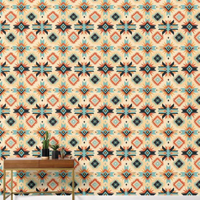 Cool Boho Southwestern pattern tiled  Wallpaper (Hallway)