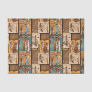 Cool Boho Western tiled pattern decoupage  Tissue Paper
