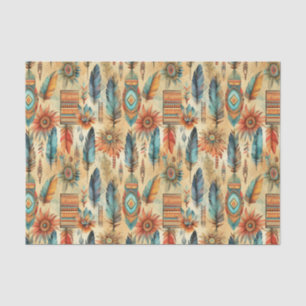 Cool Boho Western tiled pattern decoupage  Tissue Paper