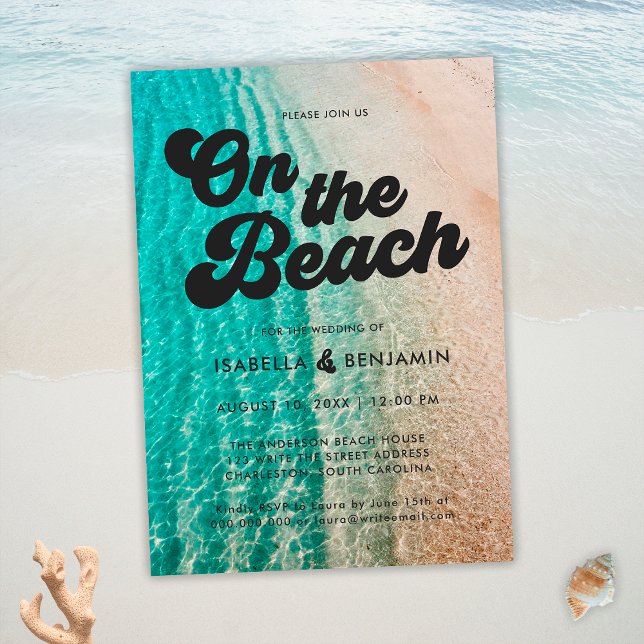 Cool Bold Coastal On The Beach Destination Wedding Invitation (Creator Uploaded)