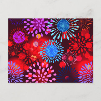 Cool Bold Colourful Sparkly Flowers Girly Design Postcard