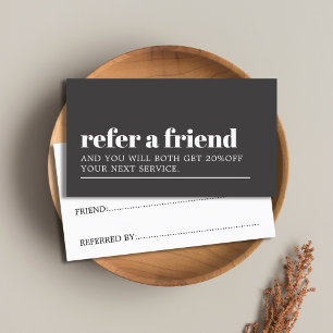 Cool Bold Dark Grey White Beauty Salon Referral Card