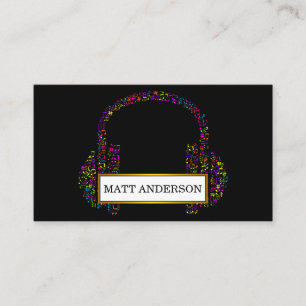 Cool Bold DJ Headphones Black Music Business Card