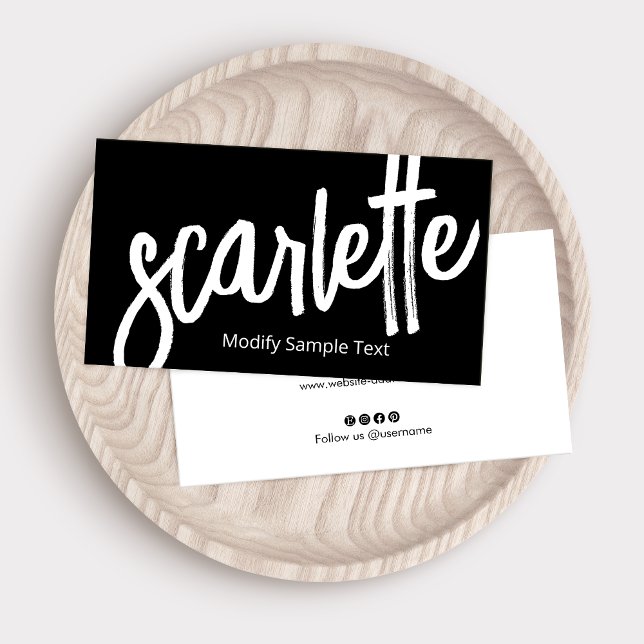 Cool Bold Handwritten Brush  Script Black Business Card (Creator Uploaded)