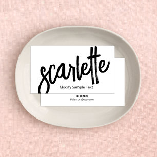 Cool Bold Handwritten Brush  Script White Business Card