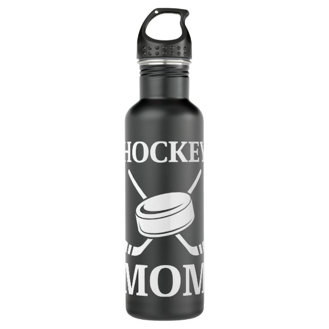Cool  Bold Hockey Mum Logo Gifts   White on Black  710 Ml Water Bottle (Front)