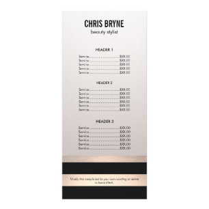 Cool Bold Modern Black and Gold Price List Menu