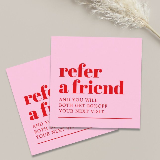 Cool Bold Pink Red White Beauty Salon Referral Card (Creator Uploaded)