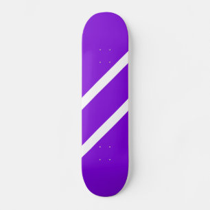 Cool Bold Purple Sleek White Diagonal Stripes  Skateboard