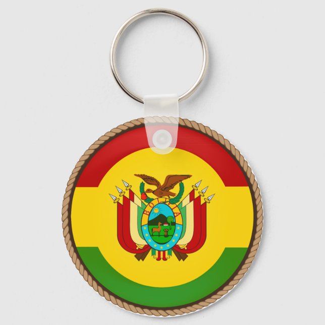 Cool Bolivia Flag Seal Key Ring (Front)