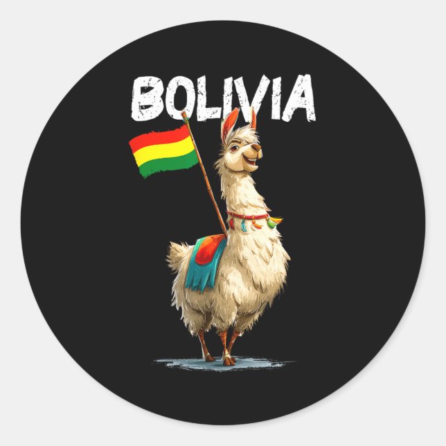 Cool Bolivian Llama Costume For Bolivia Lovers  Classic Round Sticker (Front)