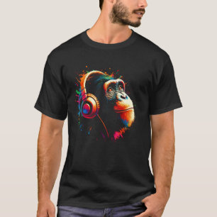 Cool Bonobo Monkey Headphone Music Art Christmas B T-Shirt