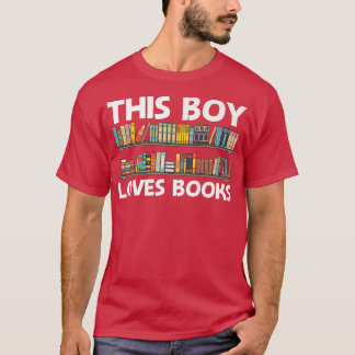 Cool Book Design For Boys Kids Bookworm Reading Bo T-Shirt