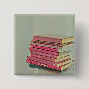 Cool book lover gift 15 cm square badge
