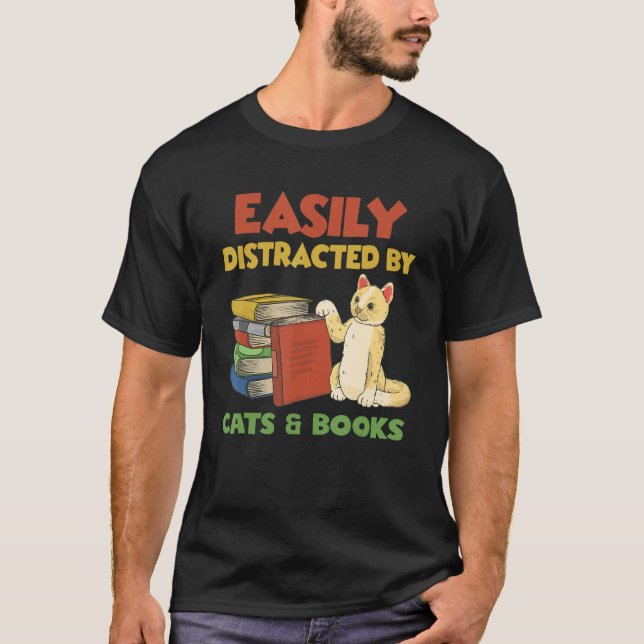 Cool Book Reader For Men Women Book   Bookworm Cat T-Shirt (Front)