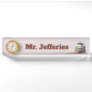 Cool books coffee Teacher's Nameplate