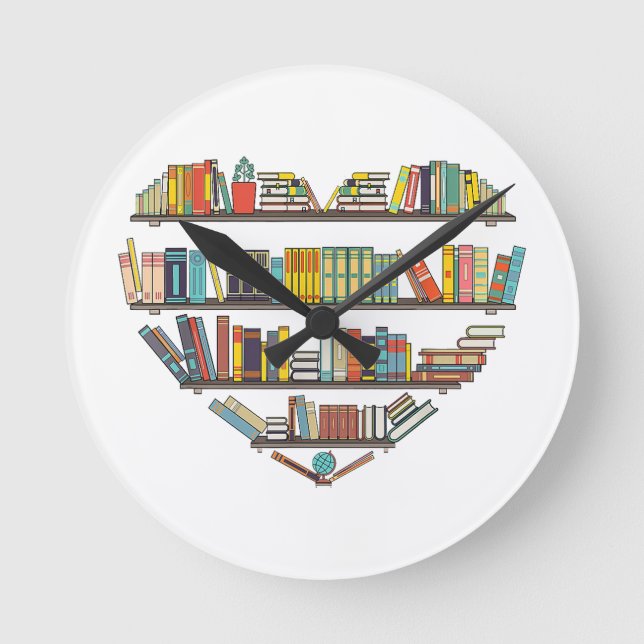 Cool Books Reading Men Women Book Lover Literacy L Round Clock (Front)