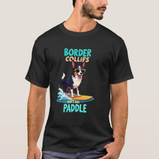 Cool Border Collie Surfing Dog T-Shirt