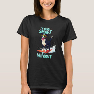 Cool Border Collie Surfing Dog T-Shirt