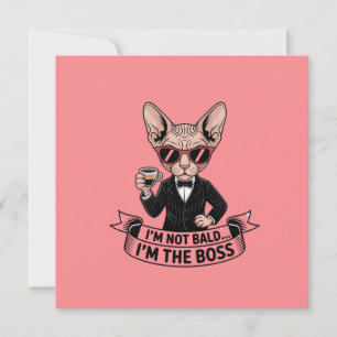 Cool Boss Sphynx Cat Coffee Art Holiday Card