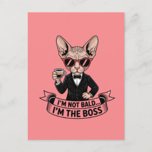 Cool Boss Sphynx Cat Coffee Art Holiday Postcard