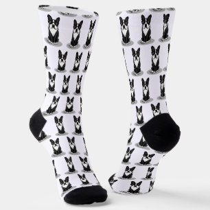 Cool Boston Terrier Dog (black) with Sunglasses Socks
