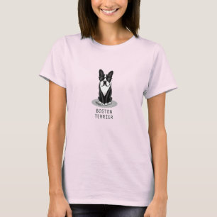 Cool Boston Terrier Dog (black) with Sunglasses T-Shirt